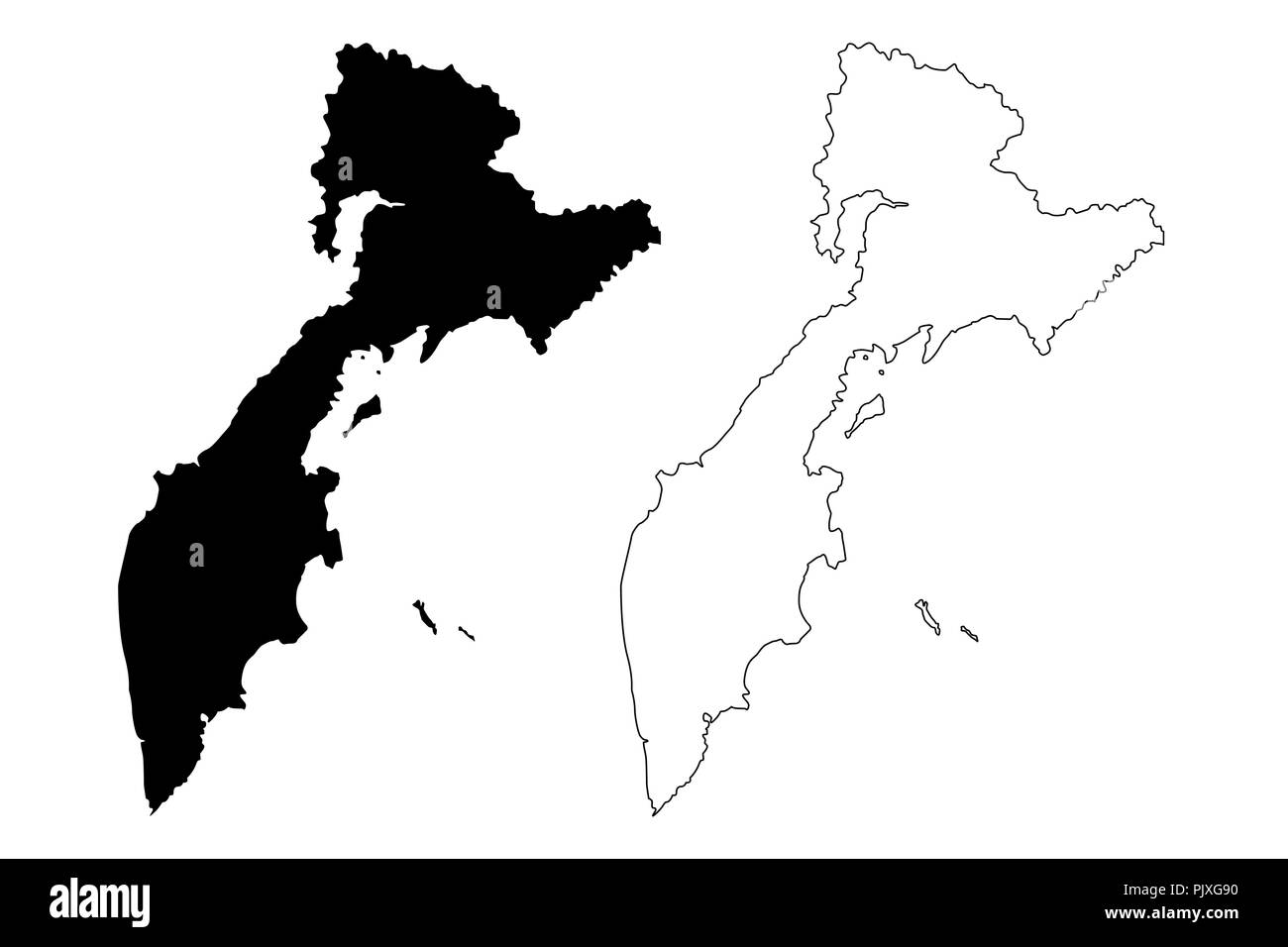 Kamtschatka (Russland, Subjekte der Russischen Föderation, Krais Russlands) Karte Vektor-illustration, kritzeln Skizze Kamtschatka Karte Stock Vektor