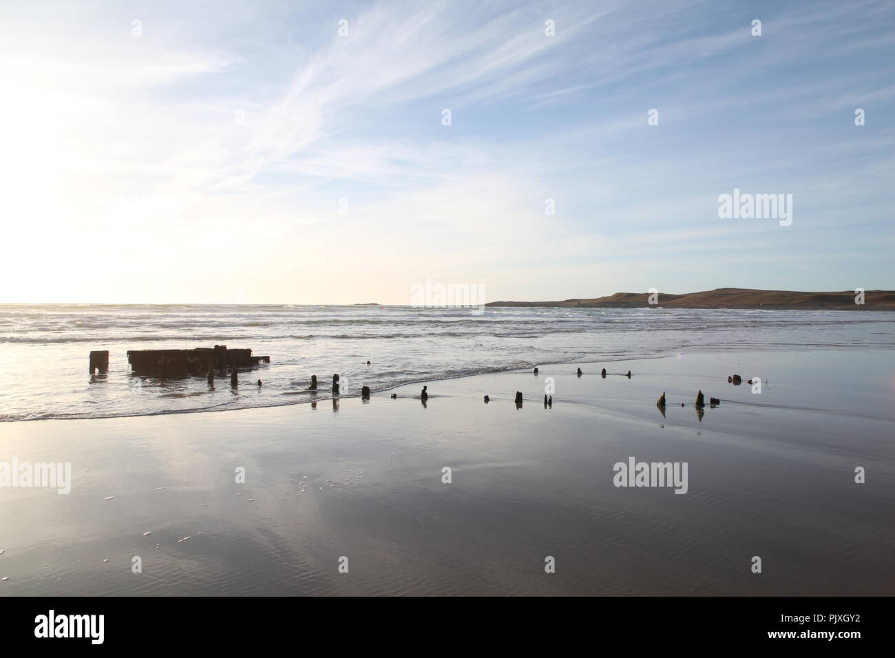 Wrack auf Machir Bay Beach, Islay/Epave sur la plage de Machir Bay, Islay Stockfoto