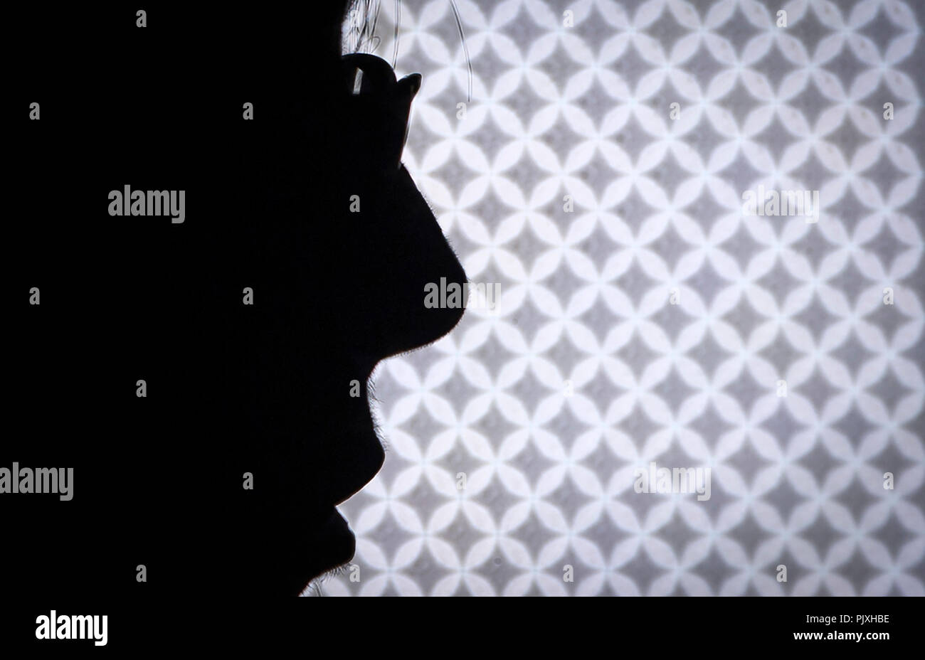 TUC-Generalsekretärin Frances O'Grady wird während einer Pressekonferenz im Midland Hotel in Manchester vor der TUC-Konferenz gegen eine Bank von LED-Leuchten silhouettiert. Während sich die Gewerkschaftsbewegung inmitten von Warnungen darauf vorbereitet, ihr Gewicht hinter eine öffentliche Abstimmung über das endgültige Brexit-Abkommen zu werfen, wird das Vereinigte Königreich aus der EU "abstürzen". Stockfoto