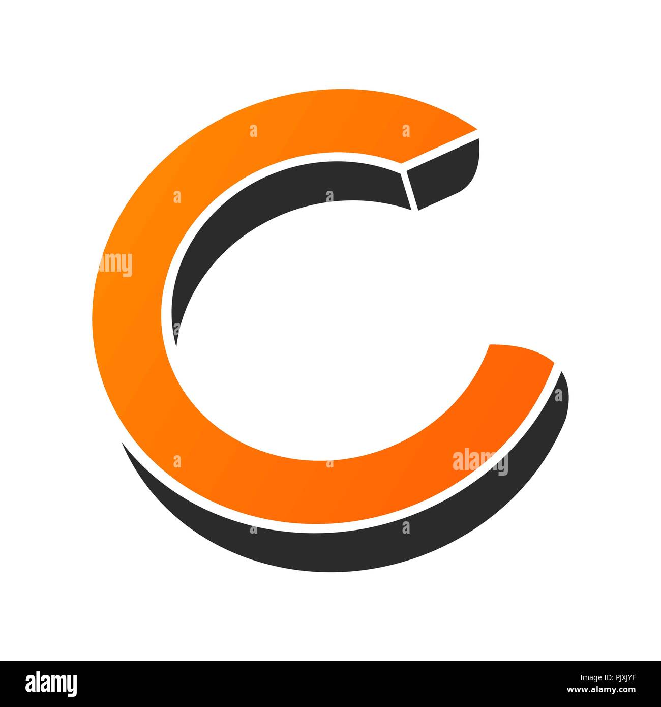 C schreiben logo Monogramm, Minimal Style lineare Emblem, Schwarze und Weiße parallele Linien einfach Emblem Stock Vektor