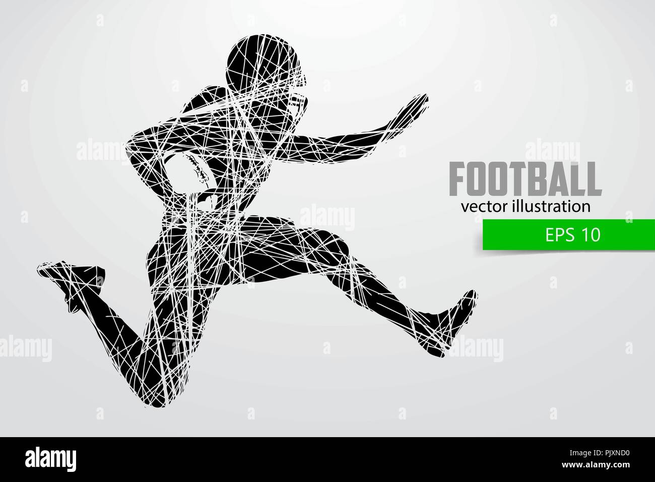 Silhouette einer Fußball-Spieler. Eingestellt. Hintergrund und Text auf einem separaten Layer, Farbe kann mit einem Klick geändert werden. Rugby. American Football. Vektor krank Stock Vektor