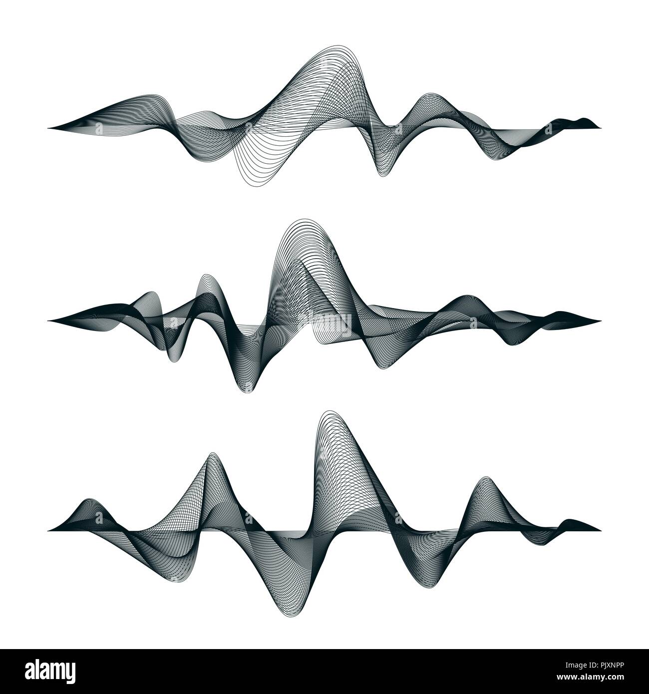 Schallwellen track Design. Einrichten von Audio- Wellen. Abstrakte Equalizer. Vector Illustration Stock Vektor