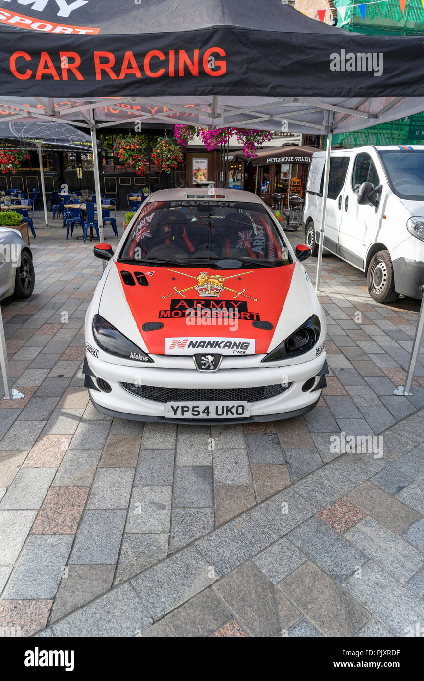 Britische Armee Peugeot Rennwagen Stockfoto