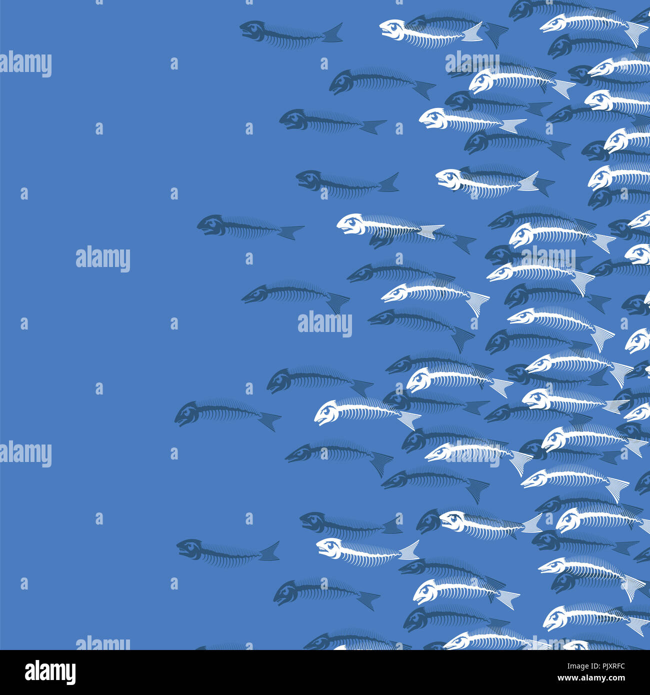 White Fish Bone Skelett. Meer Fische Symbole. Stockfoto