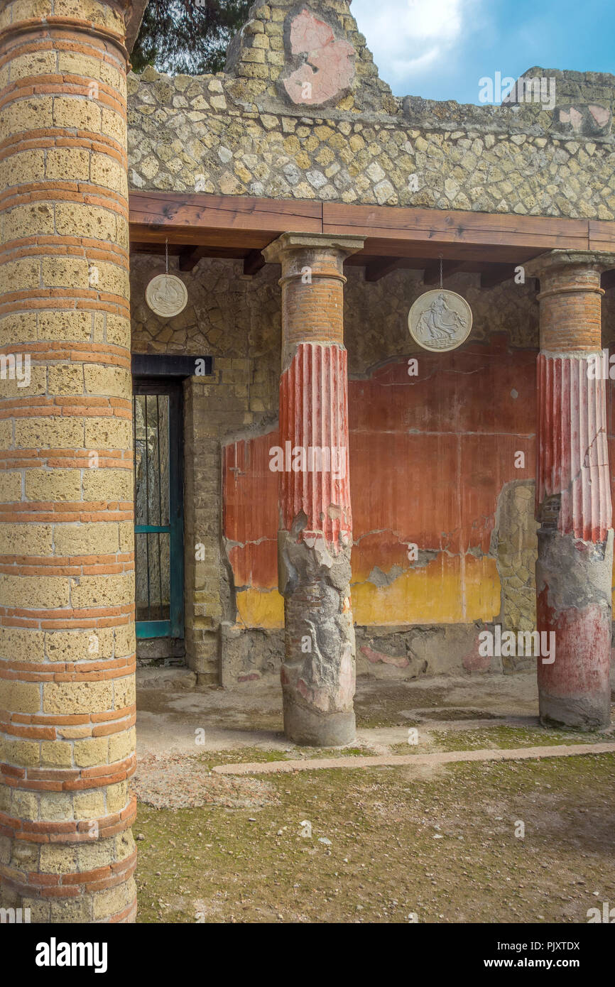 Haus der Erleichterung des Telephos, Herculaneum Kampanien, Italien Stockfoto