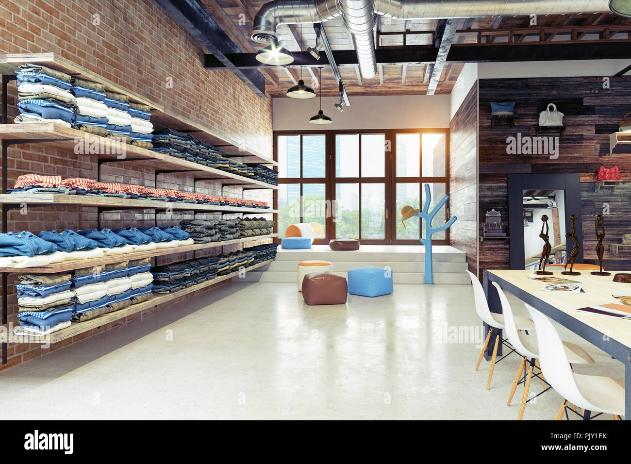 Modernes Boutique-Hotel loft Interior Design. 6D-Rendering Modernes Boutique-Hotel loft Interior Design. 6D-Rendering