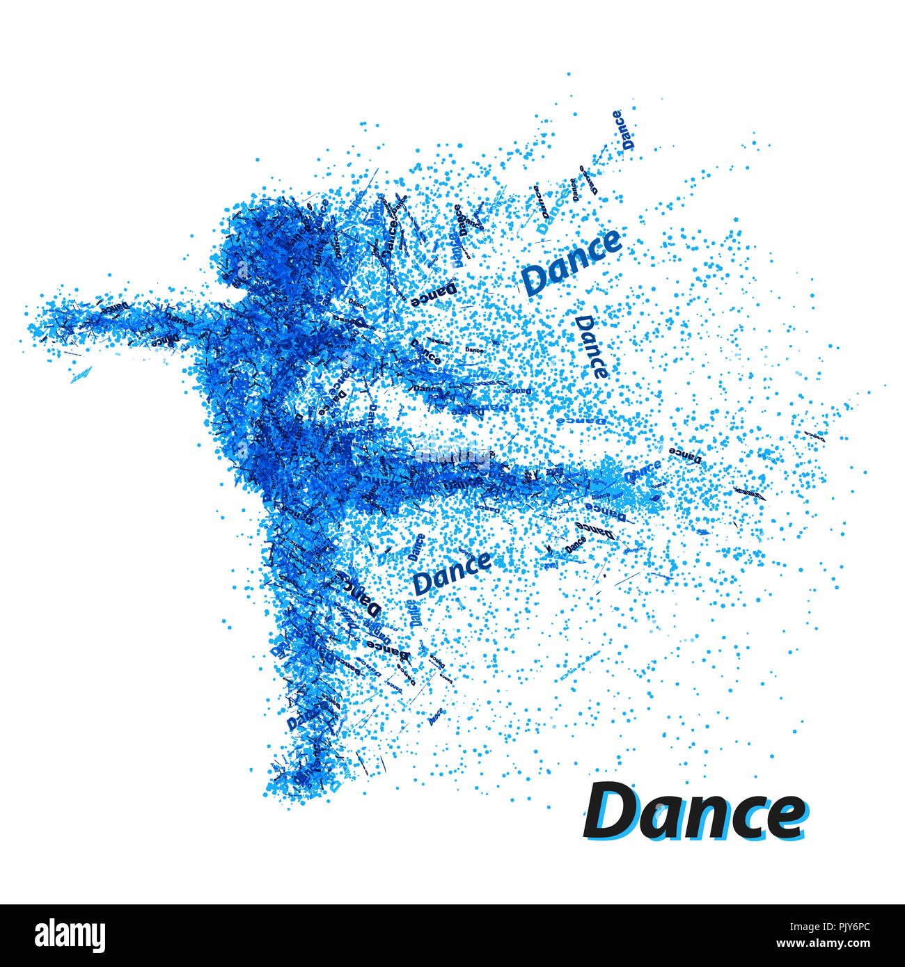 Silhouette eines tanzenden Mädchen von Partikeln Stockfoto