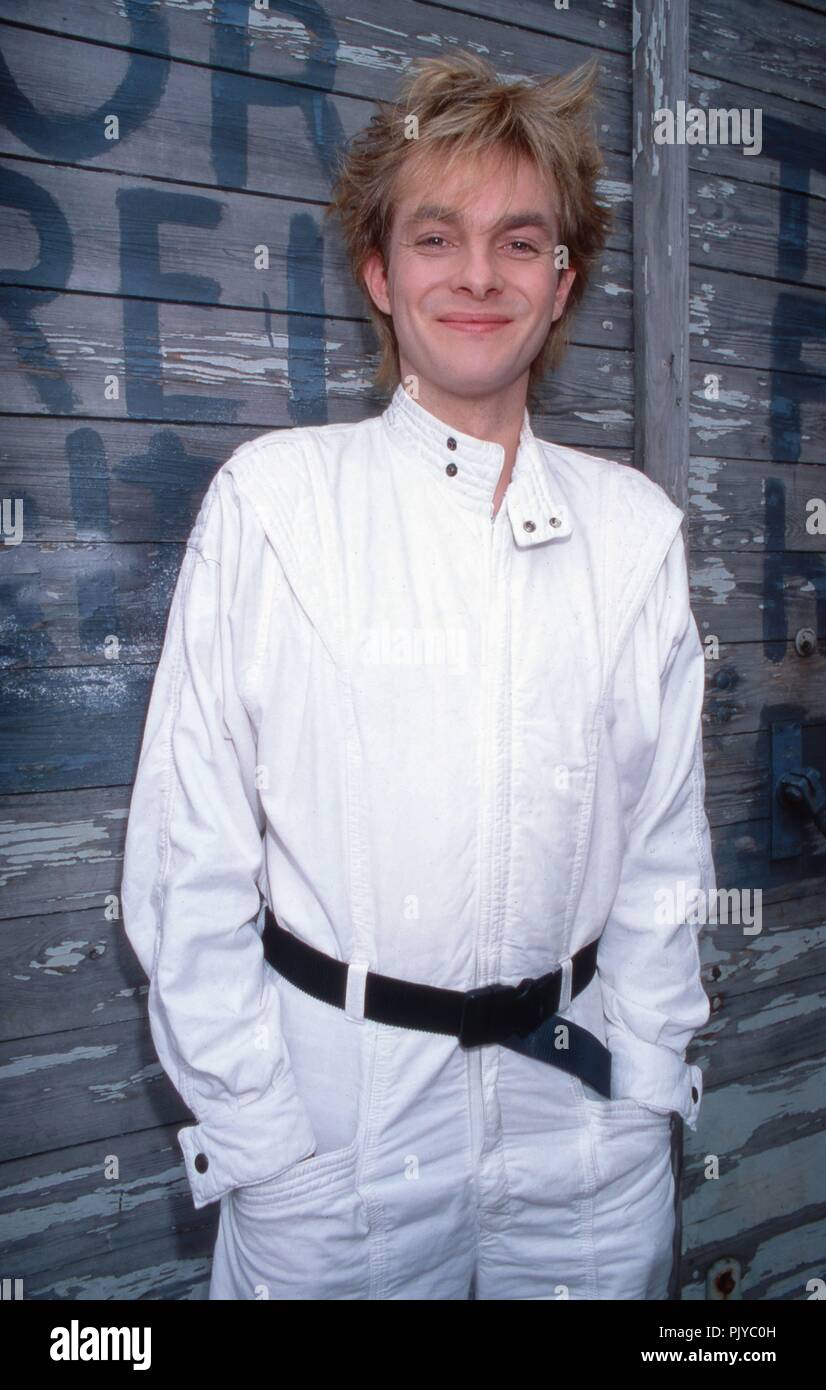 Frank Mertens' von 'Alphaville', deutsche Synthie Pop Band, vor einem Auftritt in der TV-Chartshow "Formel Eins" in München, Deutschland 1984. Frank Mertens der Deutschen synth pop band "Alphaville", bevor Sie im deutschen TV-Chart Show 'Formel Eins' an München, Deutschland 1984. | Verwendung weltweit Stockfoto