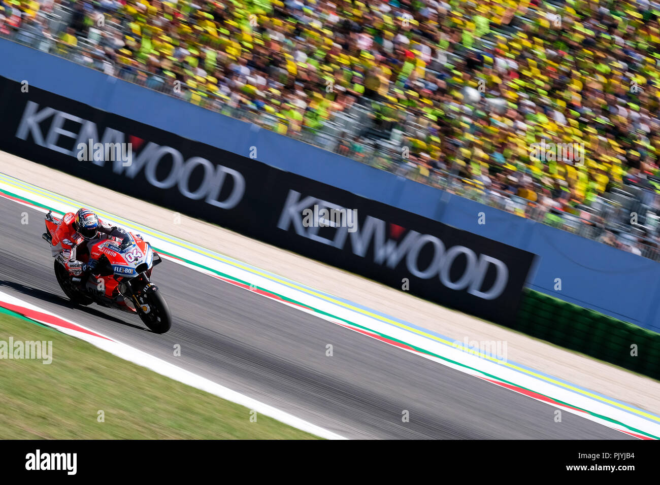 Misano, Italien. 9. September 2018. 04 Andrea Dovizioso aus Italien, Ducati Team, Ducati Desmosedici GP18, Gran Premio Octo di San Marino e della Riviera di Rimini, während der Sonntag Rennen am Marco Simoncelli World Circuit für die 13. Runde der MotoGP-Weltmeisterschaft, die vom 7. bis zum 9. September Quelle: AFP 7/ZUMA Draht/Alamy leben Nachrichten Stockfoto