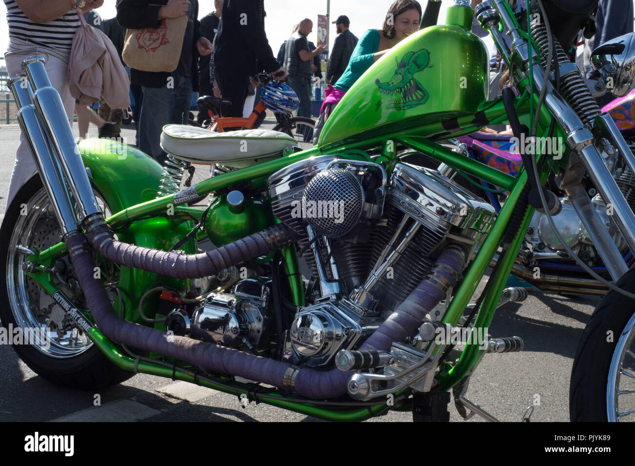 Brighton, UK. 9. September 2018 Die jährliche Ace Cafe Brighton Burn up, wo Biker im Ace Cafe in London Sammeln und Reisen nach Brighton. Andrew Steven Graham/Alamy leben Nachrichten Stockfoto