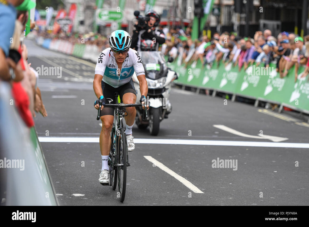 London, Großbritannien. 09 Sep, 2018. Vasil Kiryienka von Team Himmel während OVO Energy Tour 2018 von Großbritannien - Etappe 8: Die Londoner Bühne am Sonntag, September 09, 2018, LONDON, England: Credit: Taka Wu/Alamy leben Nachrichten Stockfoto