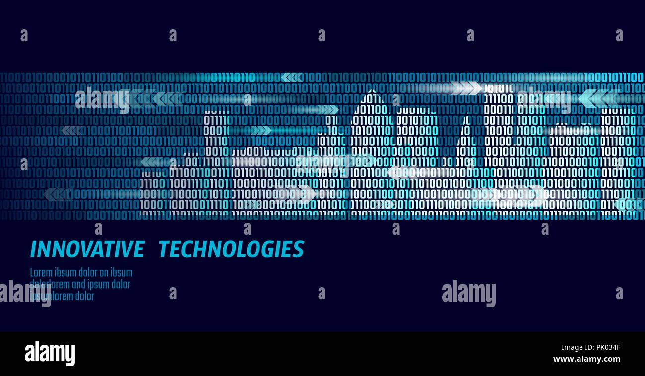 Smart City Intelligent Building Automation System Business Konzept. Der binäre Code Datenfluss Nummer. Architektur urbane Stadtbild Technologie Skizze banner Vector Illustration Stock Vektor