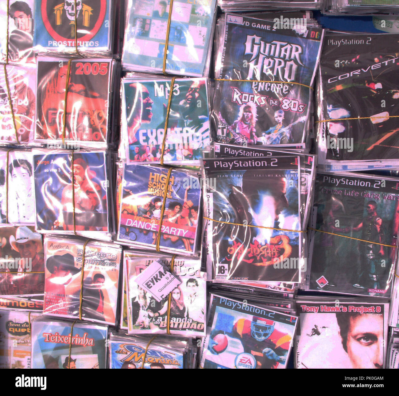 Fälschung, CD-Pirat, São Paulo, Brasilien Stockfoto