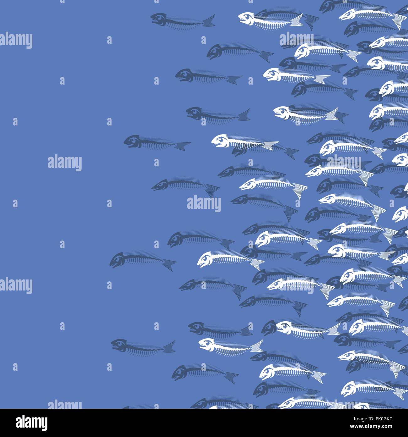 White Fish Bone Skelett. Meer Fische Symbole. Stock Vektor