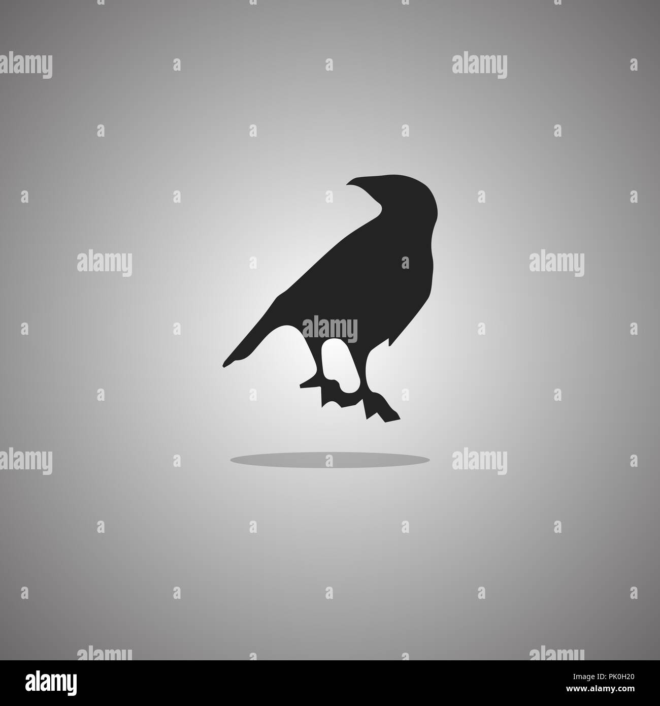 Raven Silhouette. Vector Illustration. Isoliert weißer Hintergrund. Stock Vektor