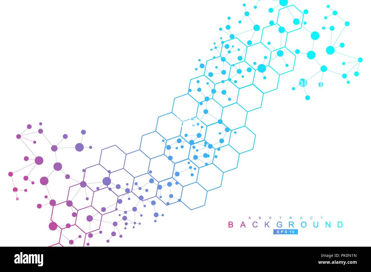 Struktur-Molekül und Kommunikation. DNA, Atom, Neuronen. Wissenschaftliches Konzept für Ihr Design. Verbundene Linien mit Punkten. Medizin, Technik, Chemie, Wissenschaft Hintergrund. Vektor-Illustration. Stock Vektor