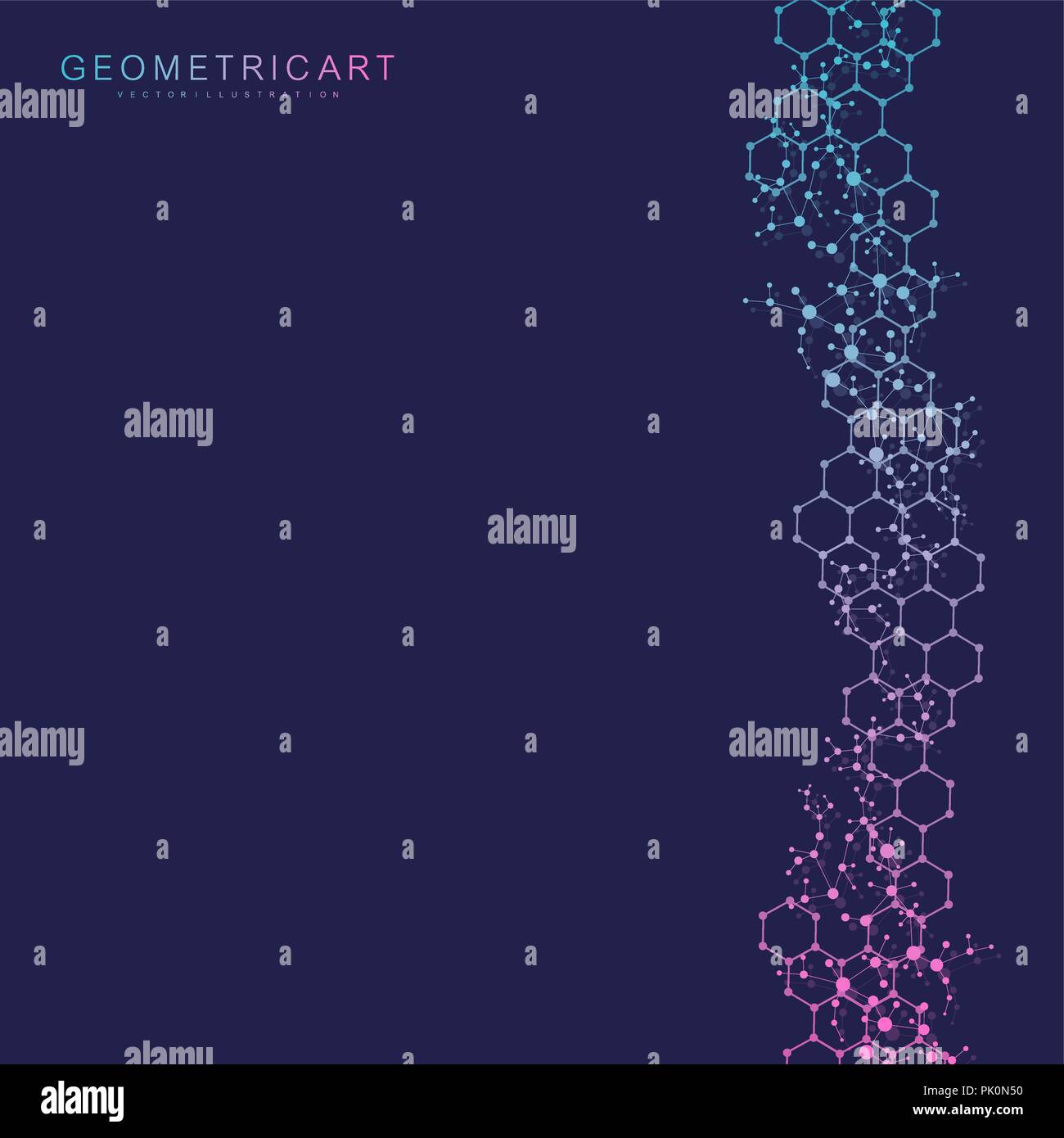 Struktur-Molekül und Kommunikation. DNA, Atom, Neuronen. Wissenschaftliches Konzept für Ihr Design. Verbundene Linien mit Punkten. Medizin, Technik, Chemie, Wissenschaft Hintergrund. Vektor-Illustration. Stock Vektor