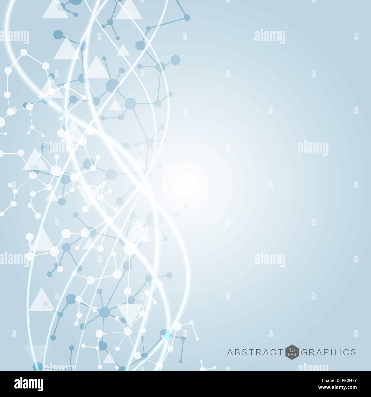 Struktur-Molekül und Kommunikation. DNA, Atom, Neuronen. Wissenschaftliches Konzept für Ihr Design. Verbundene Linien mit Punkten. Medizin, Technik, Chemie, Wissenschaft Hintergrund. Vektor-Illustration. Stock Vektor
