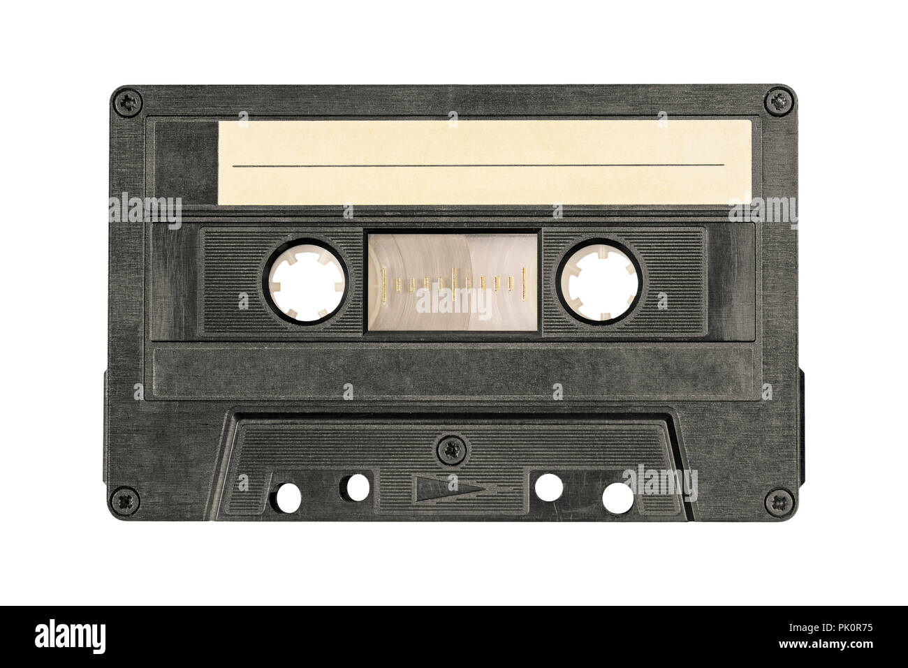 Retro schwarz Audio Cassette auf weißem Hintergrund Stockfoto