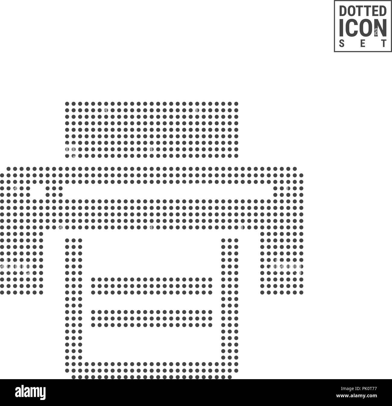 Drucker Dot Pattern Symbol. Drucker oder Fax gepunktete Symbol isoliert auf weißem Hintergrund. Vector Illustration oder Design Vorlage. Kann für Werbung, Web und Mobile UI verwendet werden. Stock Vektor