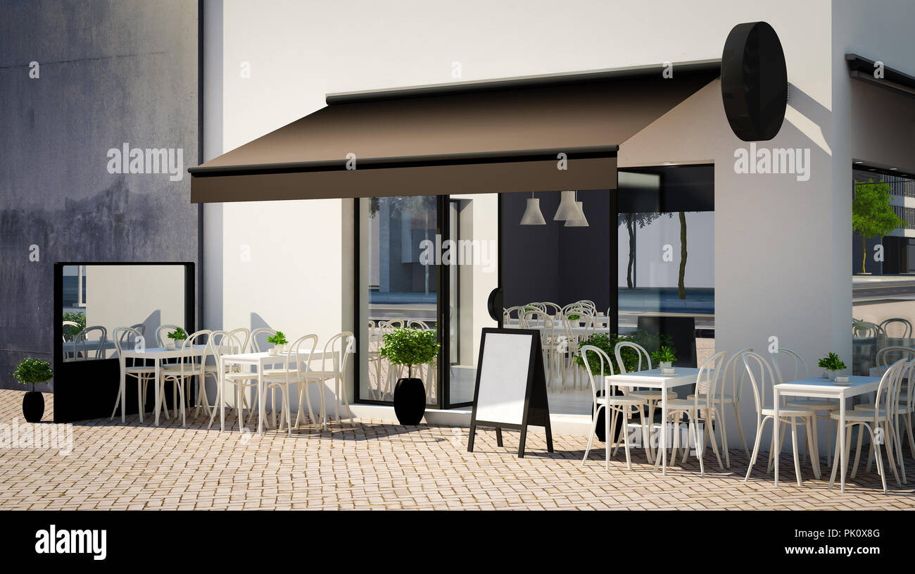 Café Fassade 3D-Rendering Stockfoto