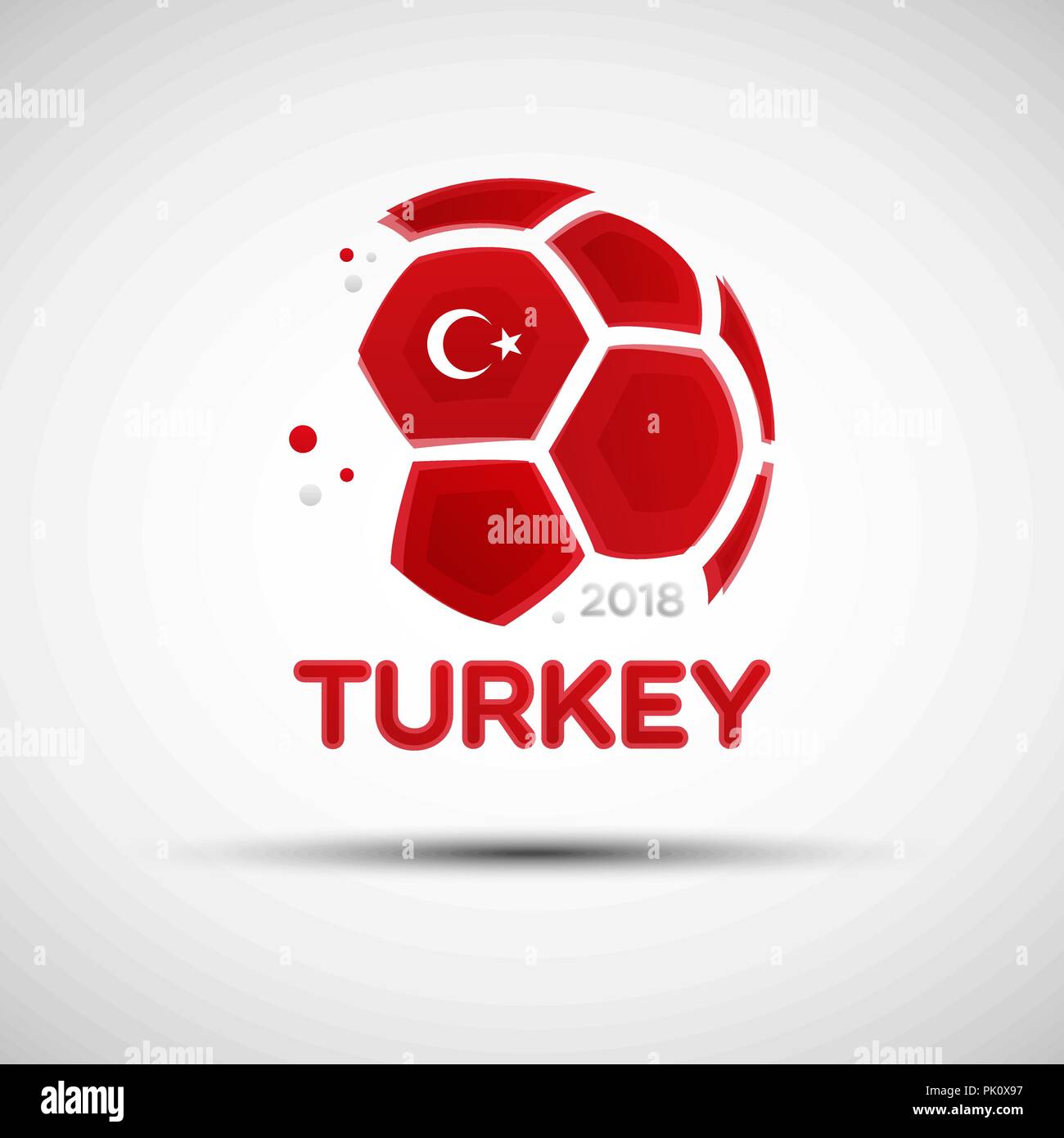 Fußball-Banner. Flagge der Türkei. Vector Illustration der abstrakten Fußball mit Türkischen nationalflagge Farben für Ihr Design Stock Vektor