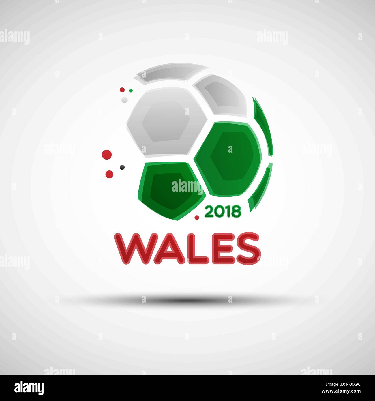 Fußball-Banner. Flagge von Wales. Vector Illustration der abstrakten Fußball mit Welsh National Flagge Farben für Ihr Design Stock Vektor