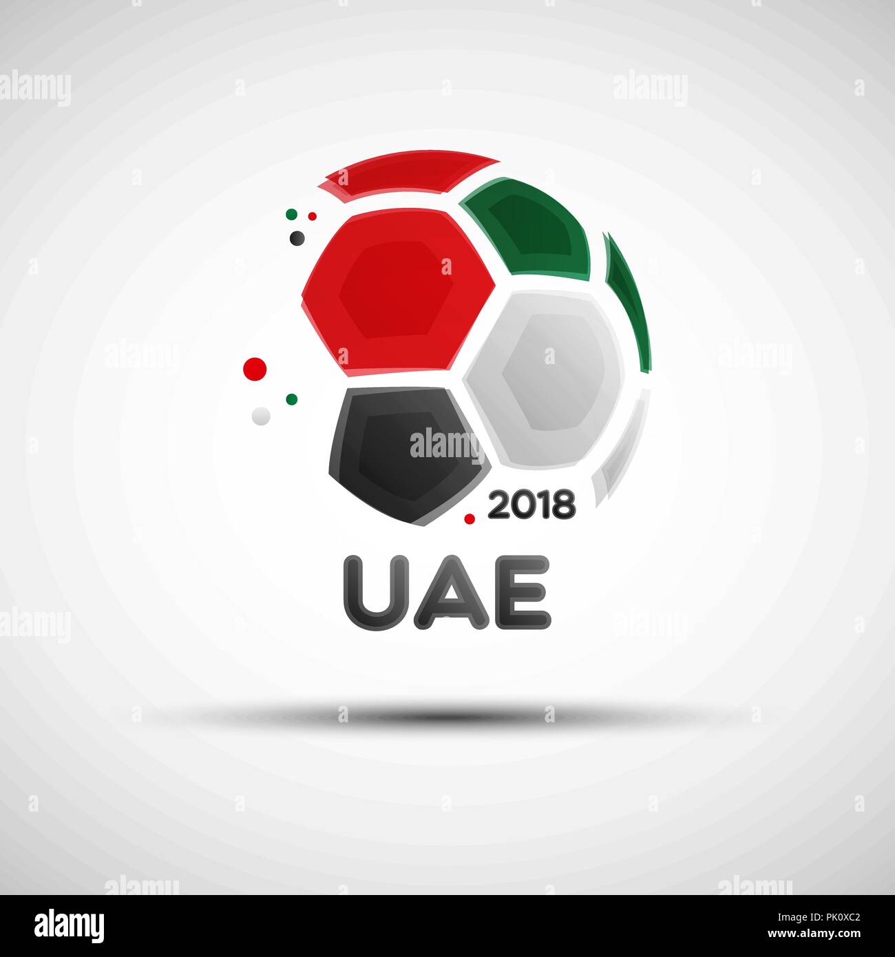 Fußball-Banner. Flagge der Vereinigten Arabischen Emirate. Vector Illustration der abstrakten Fußball mit Vereinigten Arabischen Emirate nationalflagge Farben für Ihr Design Stock Vektor