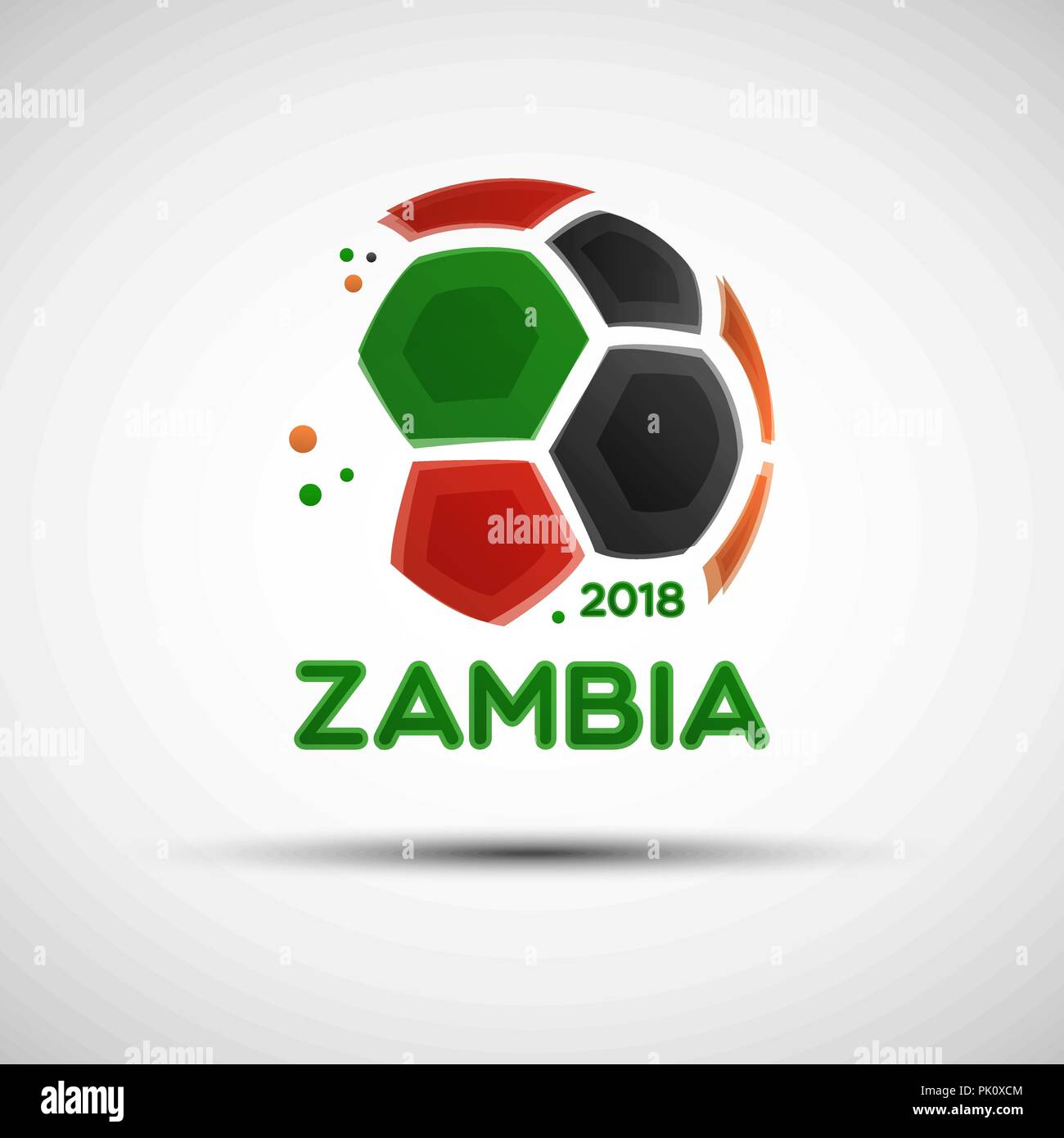 Fußball-Banner. Flagge von Sambia. Vector Illustration der abstrakten Fußball mit Sambischen nationalflagge Farben für Ihr Design Stock Vektor