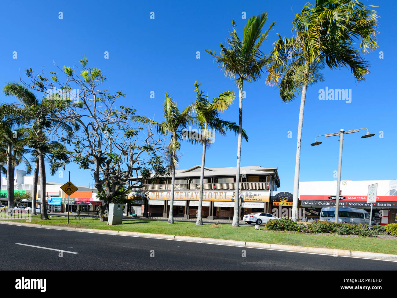 Blick auf das Gateway Hotel, 123 Byrnes St, Mareeba, Atherton Tablelands, Far North Queensland, FNQ, QLD, Australien Stockfoto