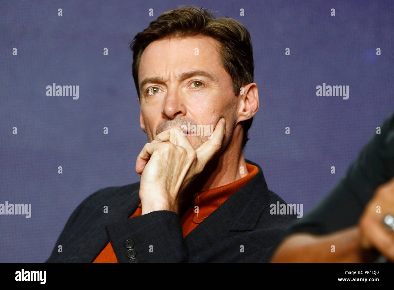 Hugh Jackman in der 'Front Runner" Pressekonferenz des Fairmont Royal York Hotel am 8. September 2018 in Toronto, Kanada. Stockfoto