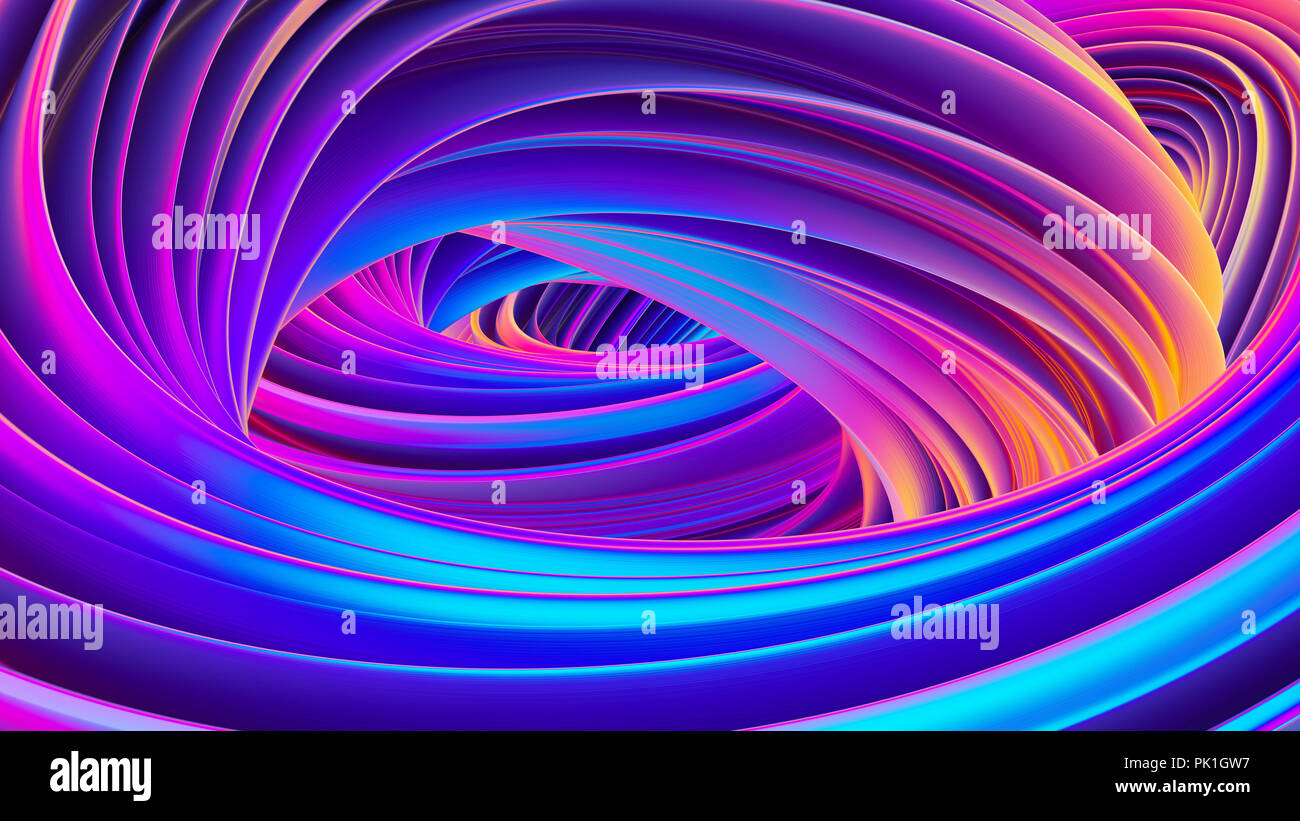 3D-Twisted flüssige Formen abstrakt Hintergrund in die holographische Farben für trendige Weihnachten Design. Stockfoto