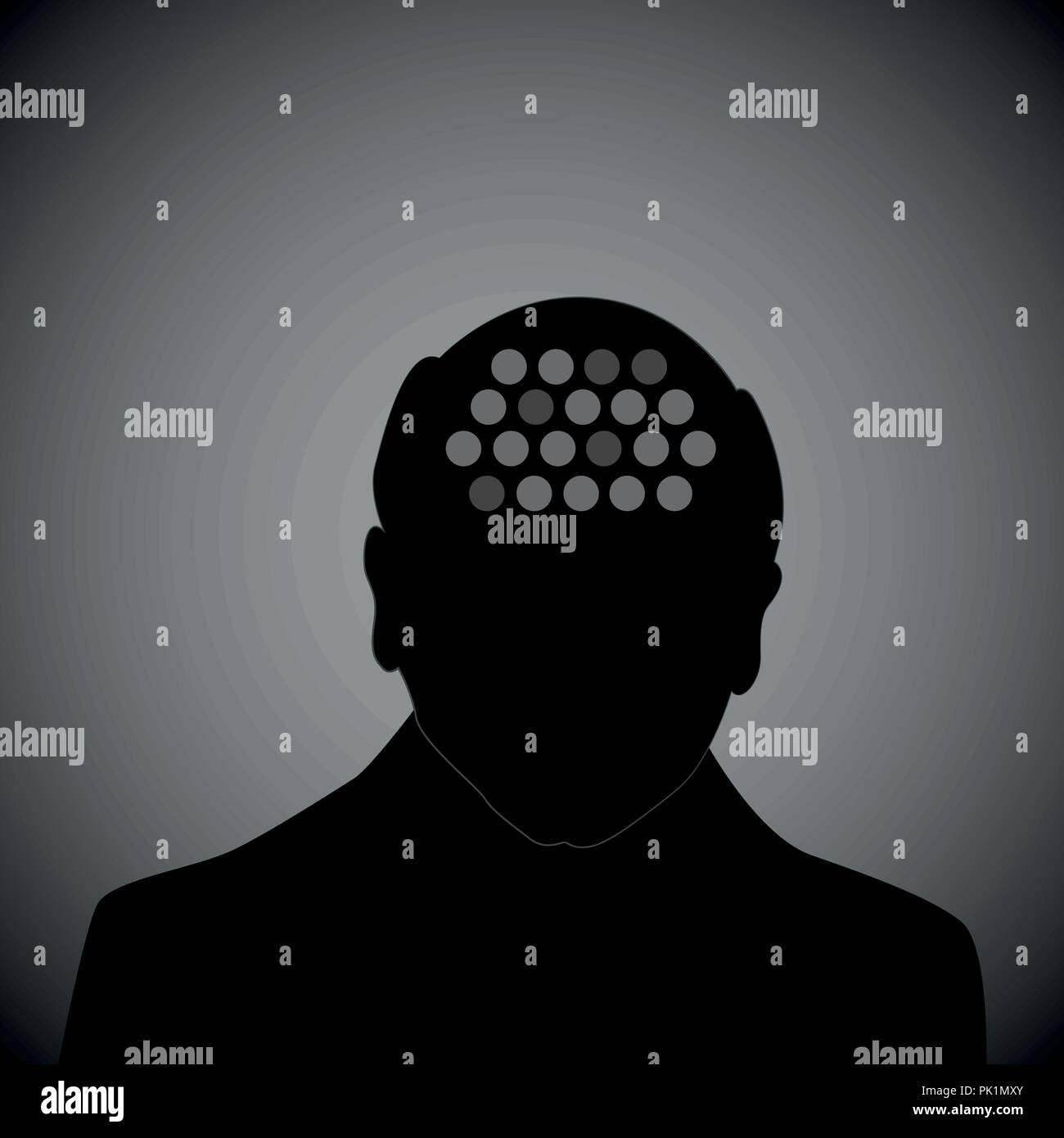 Alter Mann silhouette menschlichen Kopf Alzheimer Demenz Vektor-illustration EPS 10. Stock Vektor