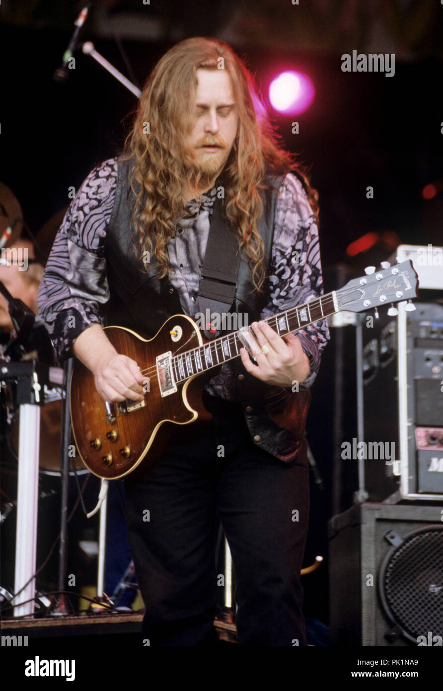 Die Allman Brothers Band (Warren Haynes) am 29.06.1991 in Dinkelsbühl. | Verwendung weltweit Stockfoto