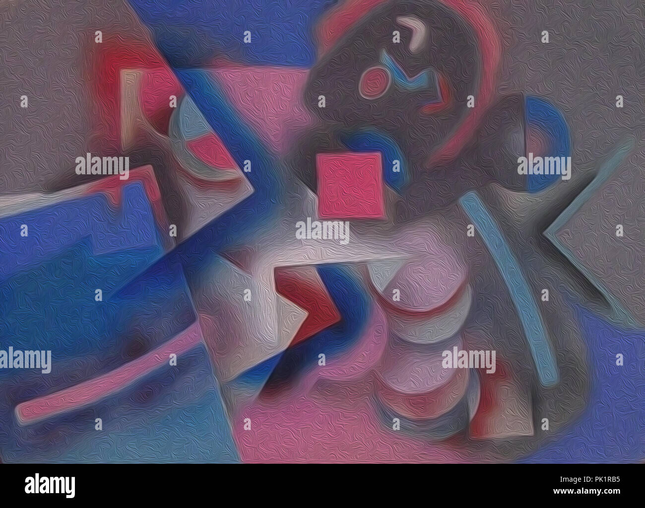 Abstrakte Malerei mit geometrischen Figuren. 3D-Rendering Stockfoto