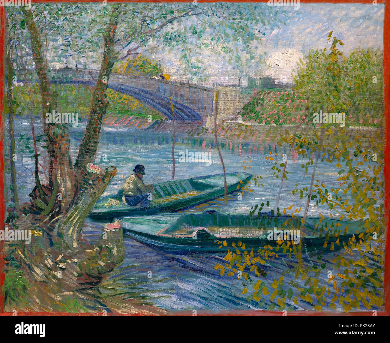 Angeln im Frühjahr, die Pont de Clichy Asnieres, Vincent van Gogh, 1887, Kunst Institut von Chicago, Chicago, Illinois, USA, Nordamerika, Stockfoto