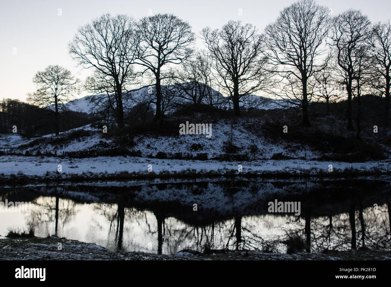 Winter Blick. Fluss Brathay, Ambleside, Lake District in Großbritannien Stockfoto
