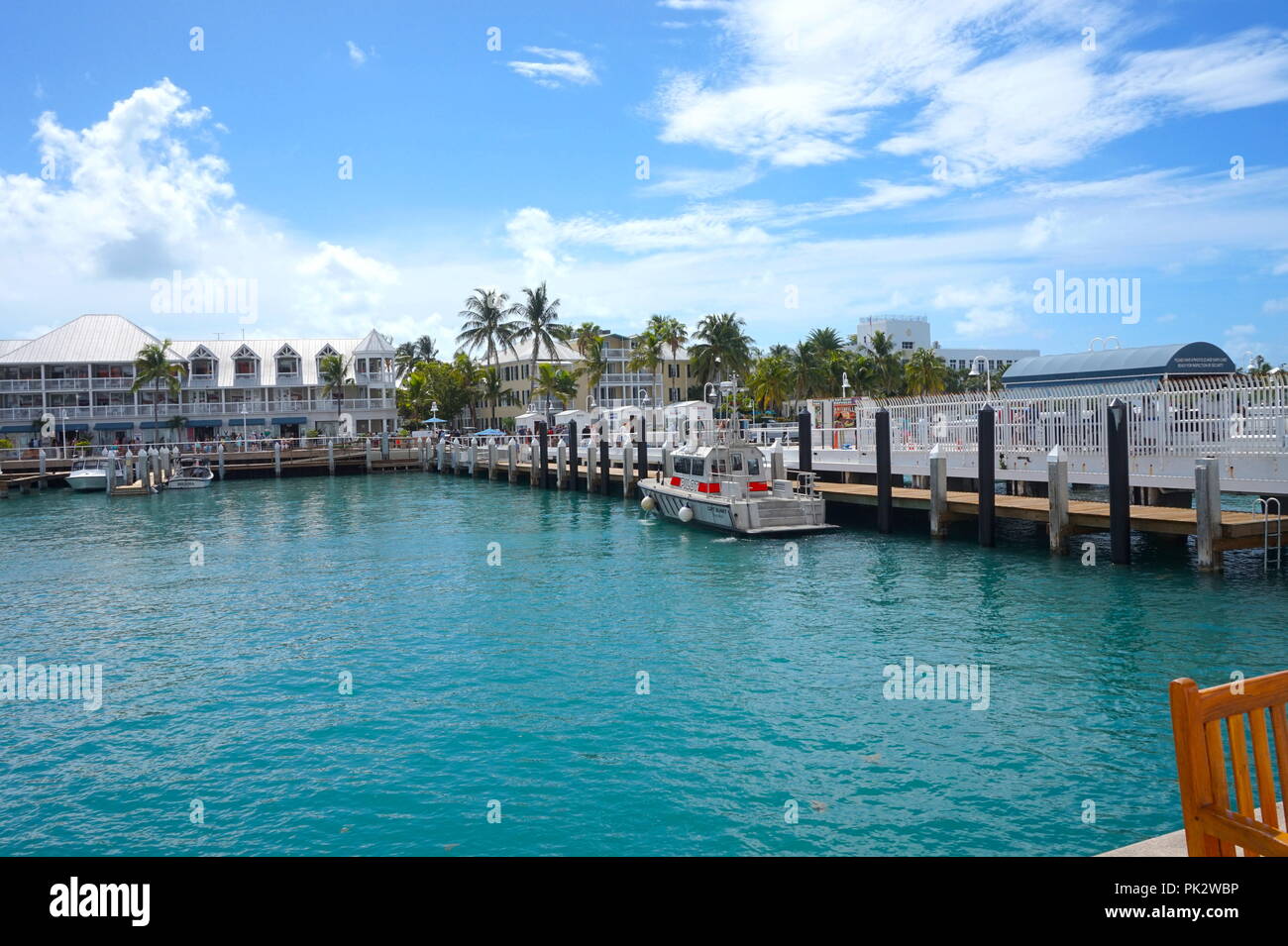 Blick von Carnival Victory Kreuzfahrt Schiff im Key West angedockt Stockfoto