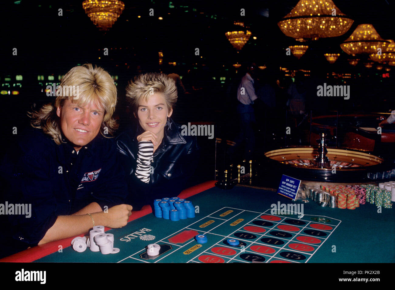 Dieter Bohlen und C.C. Am 01.04.1988 in Las Vegas. | Verwendung weltweit Stockfoto