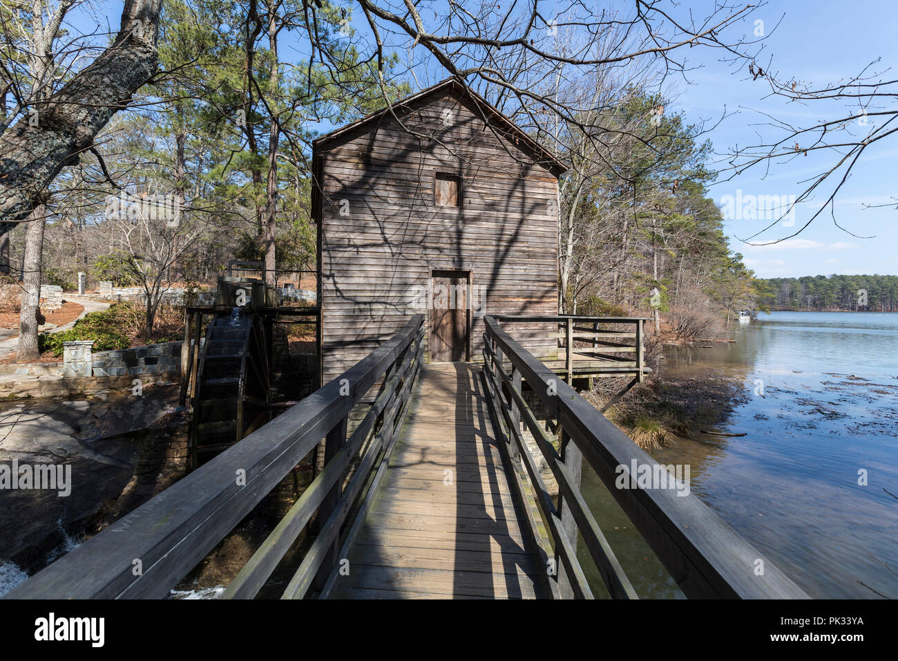 Historische Mühle am populären Stone Mountain Park in der Nähe von Atlanta, Georgia. Stockfoto