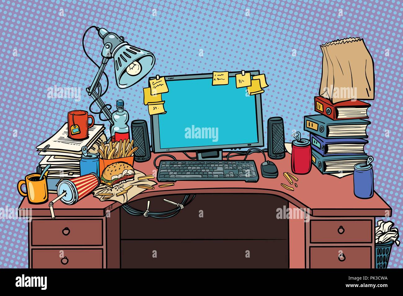 Pop Art männliche Arbeitsplatz Stock Vektor