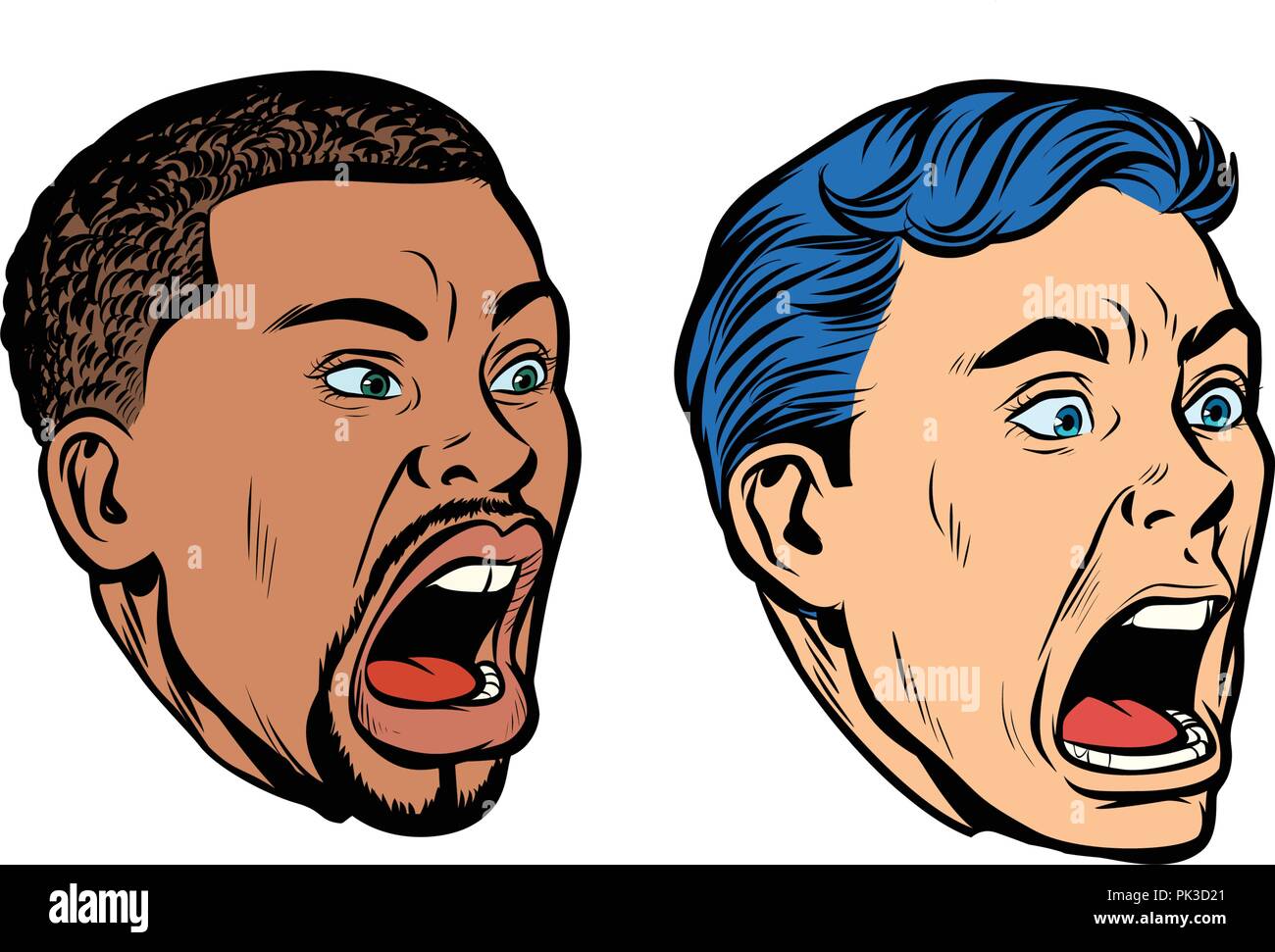 Set collection head Kaukasischen und afrikanischer Mann Stock Vektor