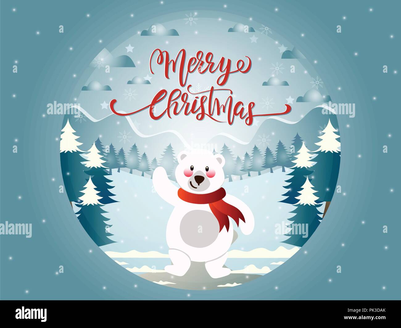 Glaskugel Mit Eisbar Und Weihnachten Landschaft Heiraten Stock Vektorgrafik Alamy