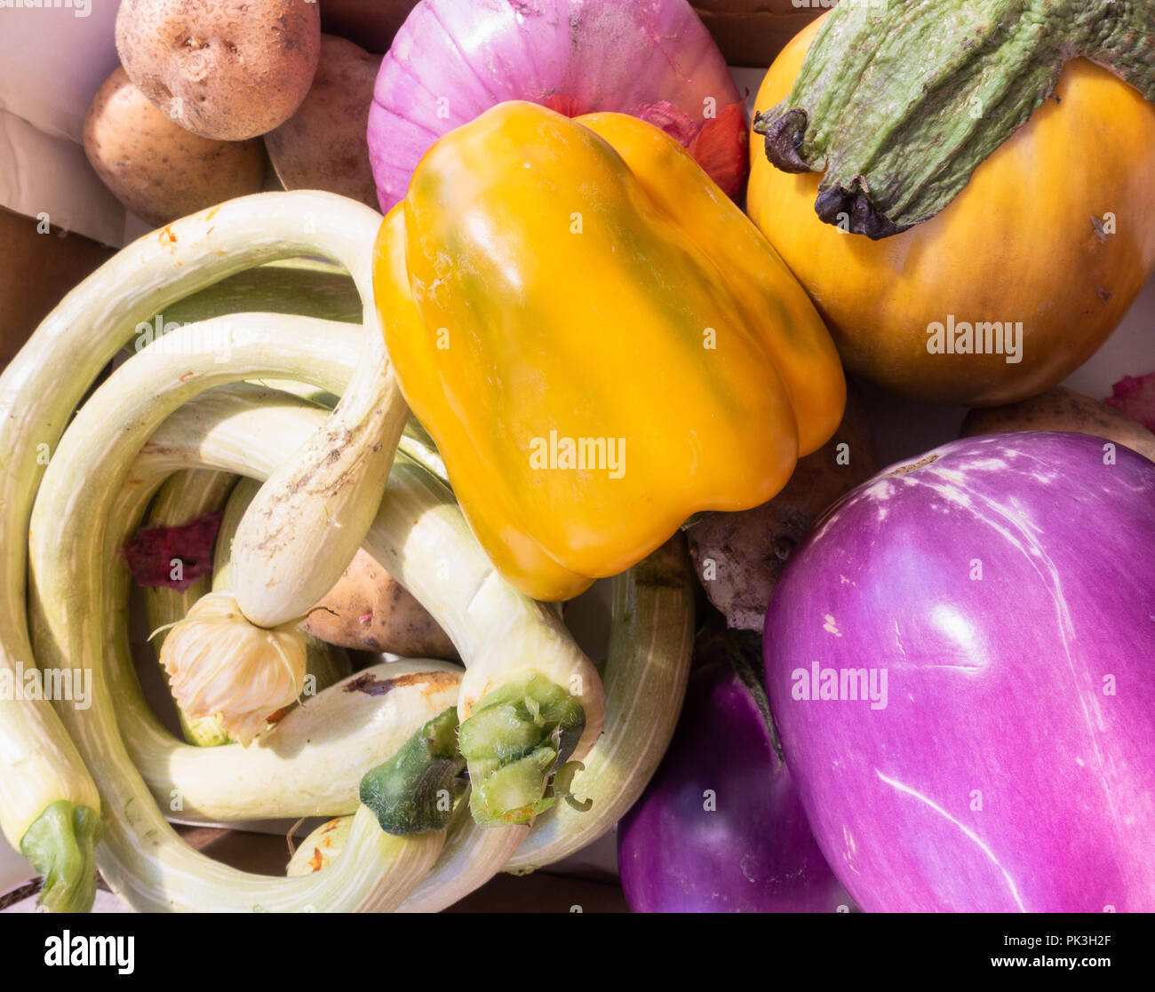 Rohes Gemuse Grosse Reif Zucchini Kartoffeln Paprika Gelb