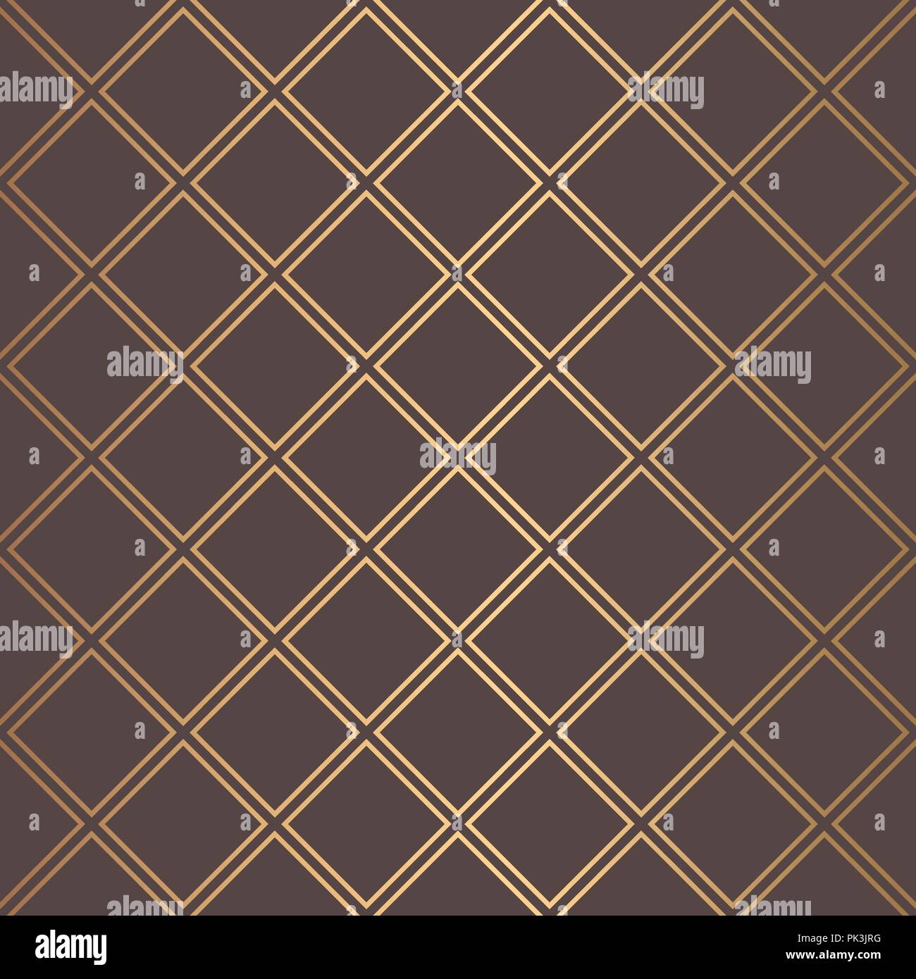 Art déco Muster goldene Quadrate Linien Hintergrund Stock Vektor