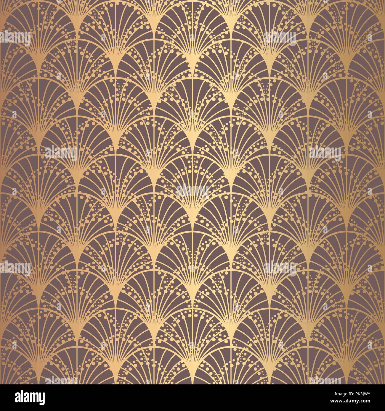 Unregelmäßige Art Deco Pattern goldenen Hintergrund Skalen Stock Vektor