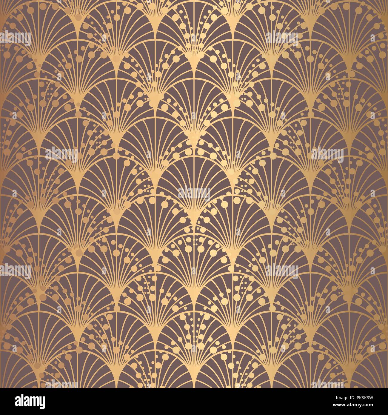 Unregelmäßige Art Deco Pattern goldenen Hintergrund Skalen Stock Vektor