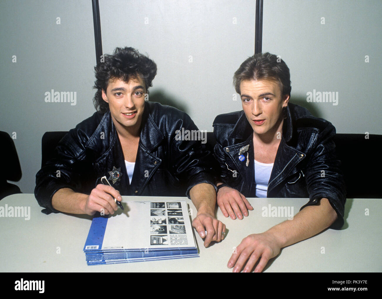 Go West (L-R): Richard Drummie, Peter Cox auf 04.04.1985. | Verwendung weltweit Stockfoto