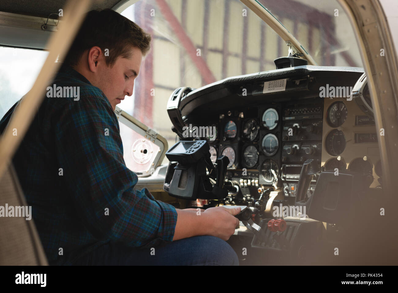 Ingenieur betrieb Cockpit Stockfoto