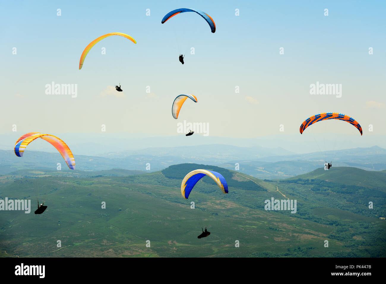 Nationale Paragliding Meisterschaft, Larouco Berg, Montalegre. Trás-os-Montes, Portugal Stockfoto